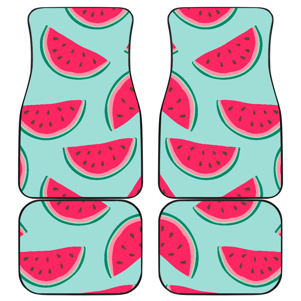 Blue Cute Watermelon Pattern Print Front And Back Car Floor Mats, Front Car Mat