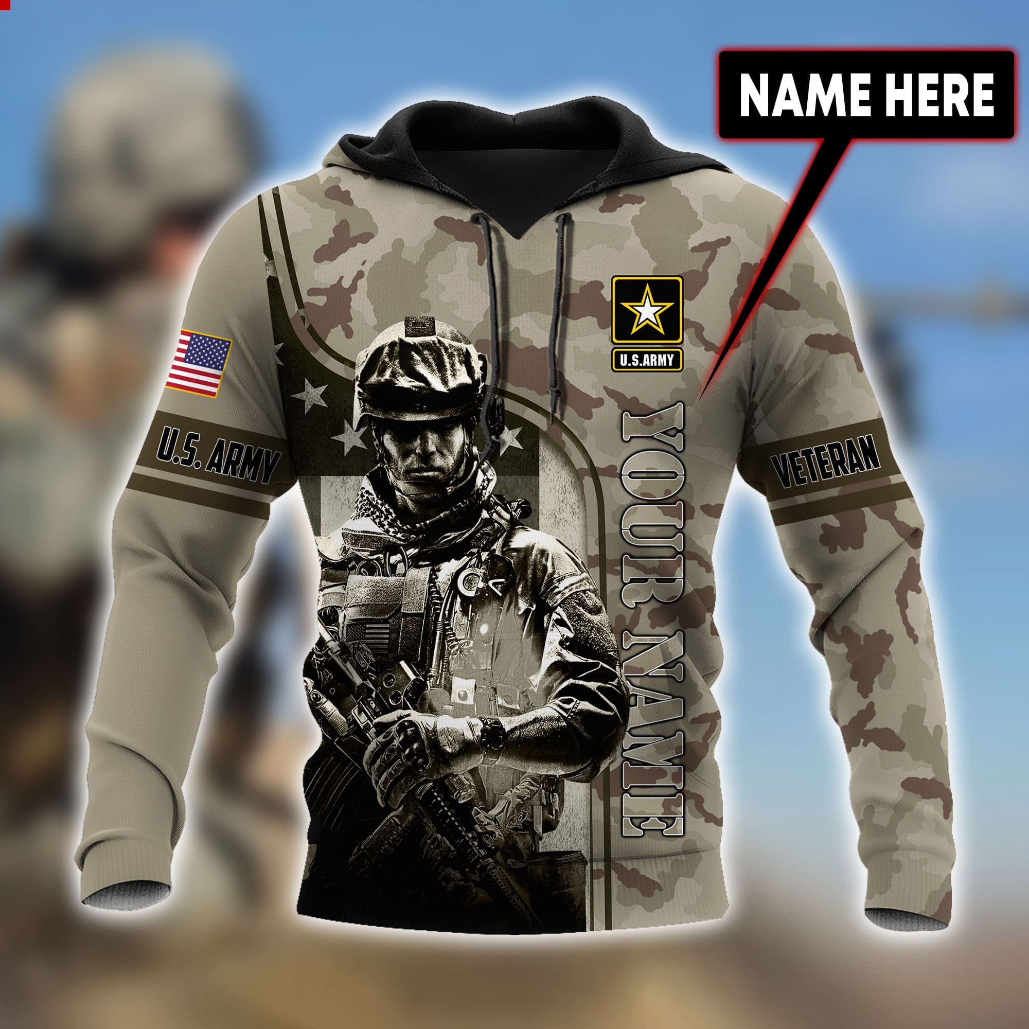 Customized Name US Army 3D All Over Printed Unisex Shirts