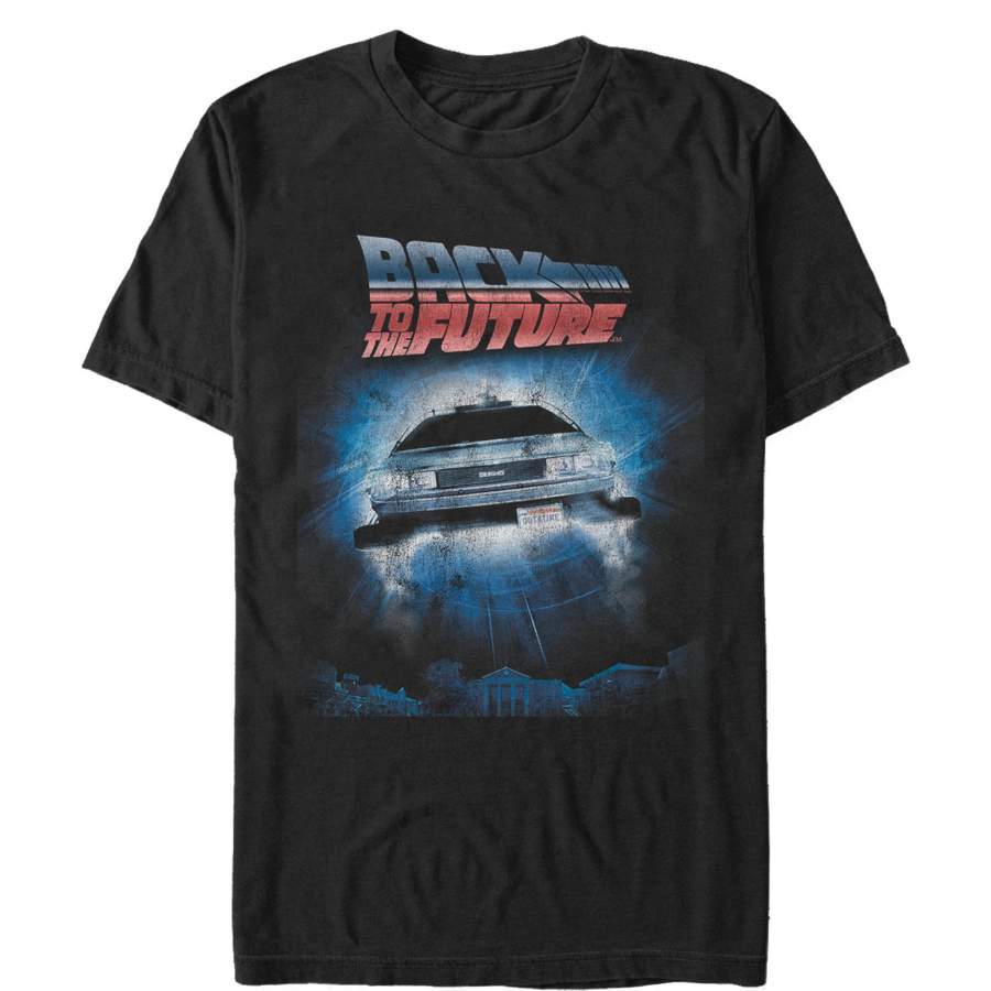 Back to the Future Men’s Retro DeLorean Poster  T Shirt