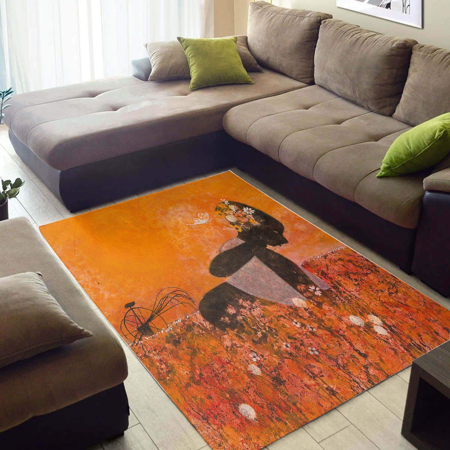 Trendy African Rug Beautiful Afro American Melanin Afro Girl African Design Floor Carpet African Inspired Living Room WBG3763