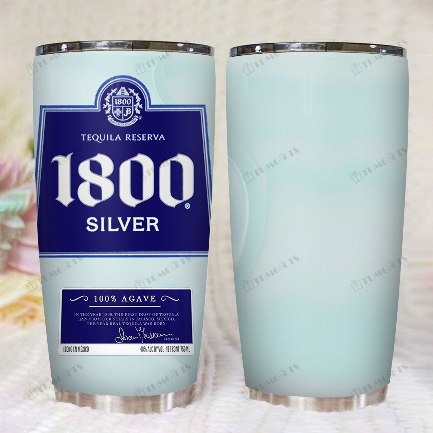 1800 Silver Tequila Alcoholic Drinks Label 20Oz Stainless Steel Tumbler