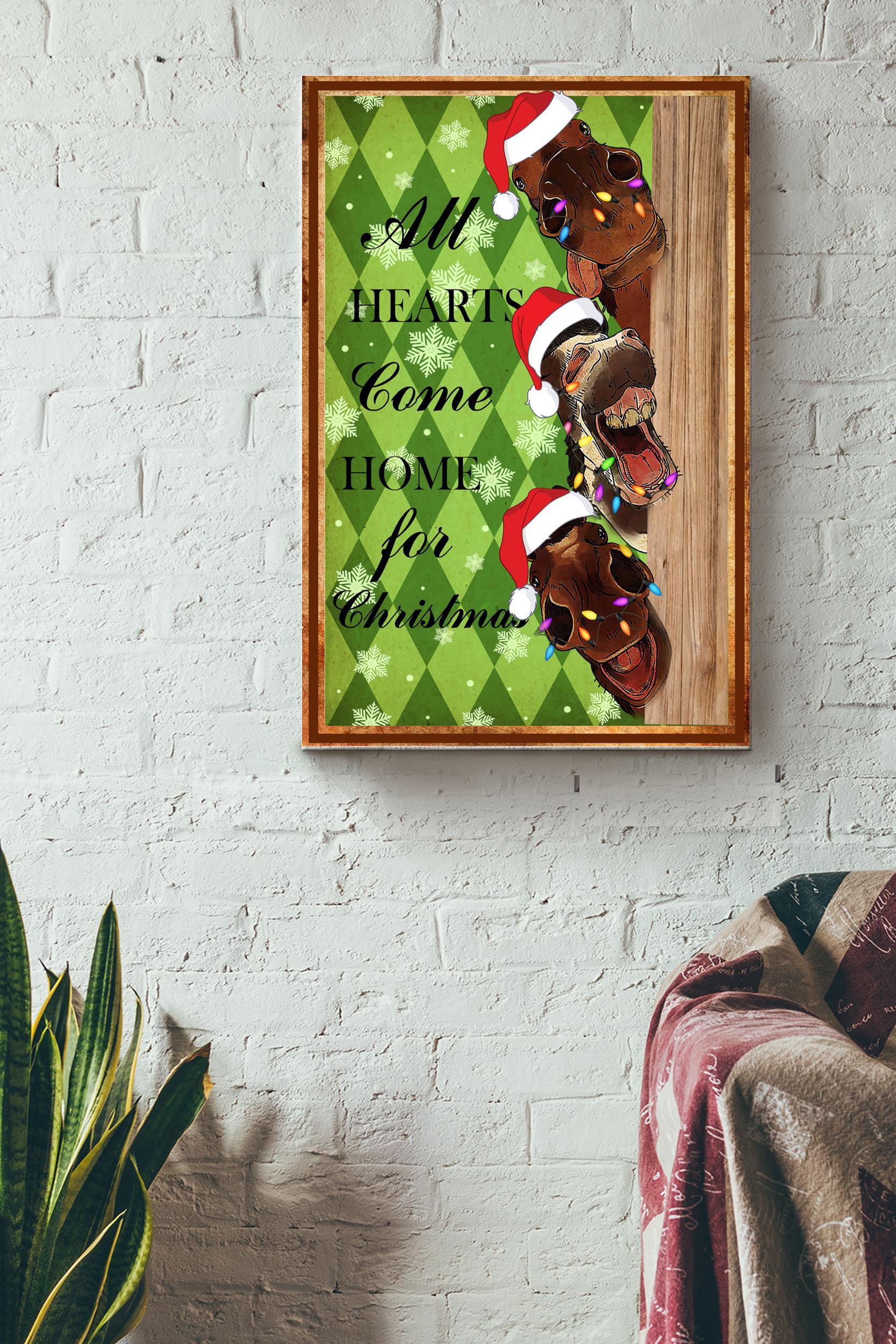 All Hearts Come Home For Christmas Poster – Animals Wall Art – Gift For Christmas Day Noel Decor Reindeer Lovers Home Decor Wrapped Canvas