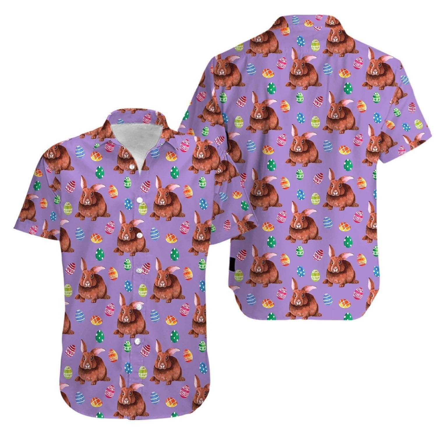 Beach Shirt Hawaiian Aloha Shirts Easter Day Bunny Pattern 1503Kv