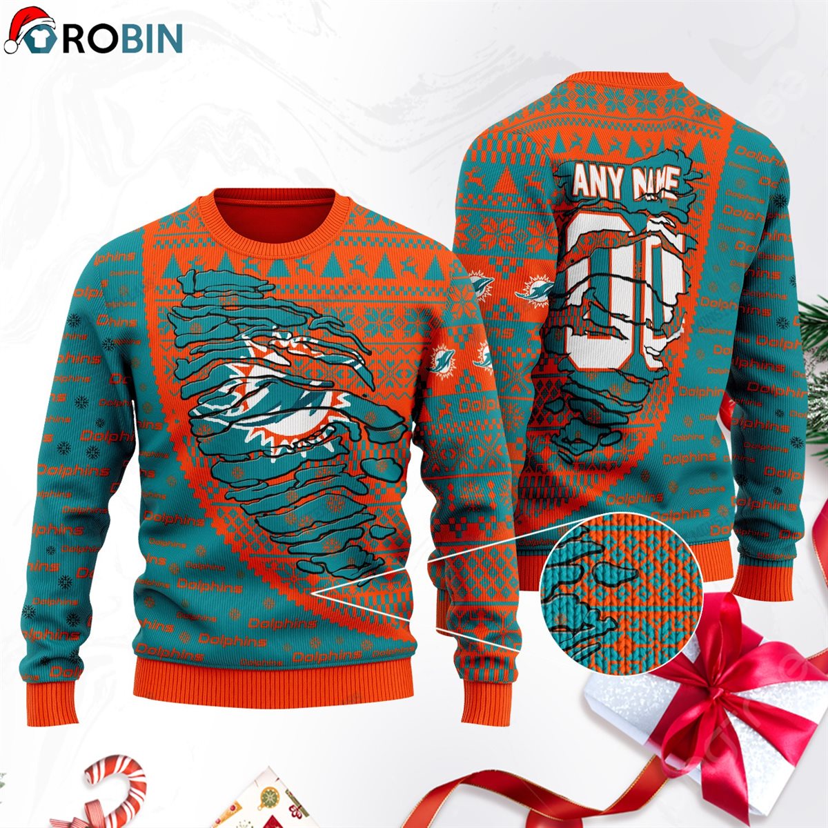 Miami Dolphins Football Gift For Fan Ugly Wool Sweater Christmas Sweatshirt Swt147