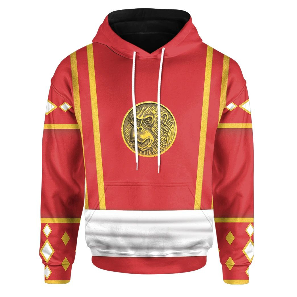3D Mighty Morphin Power Ranger Ninja Rangers Red Ape Custom Hoodie