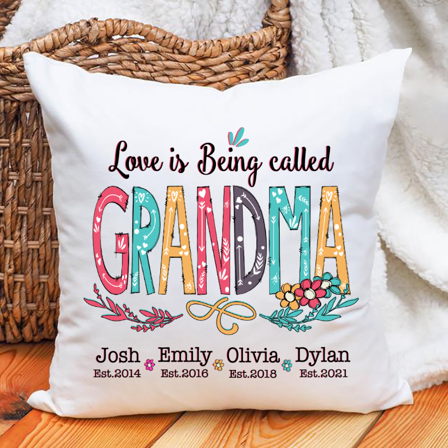 Personalized Love Is Being Called Grandma Flower Est Indoor Pillow