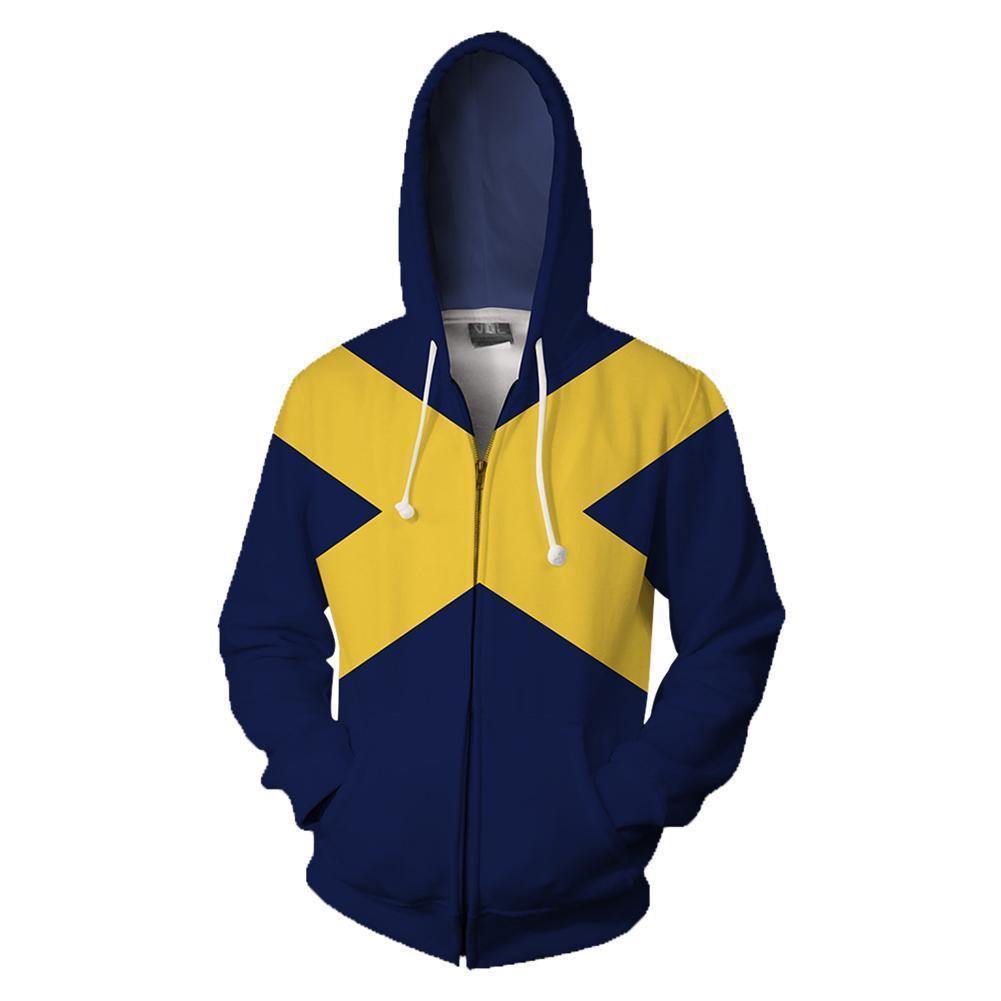 X-Men Dark Phoenix Costume Superhero Halloween Unisex Cosplay Zip Up Hoodie Purplish Blue