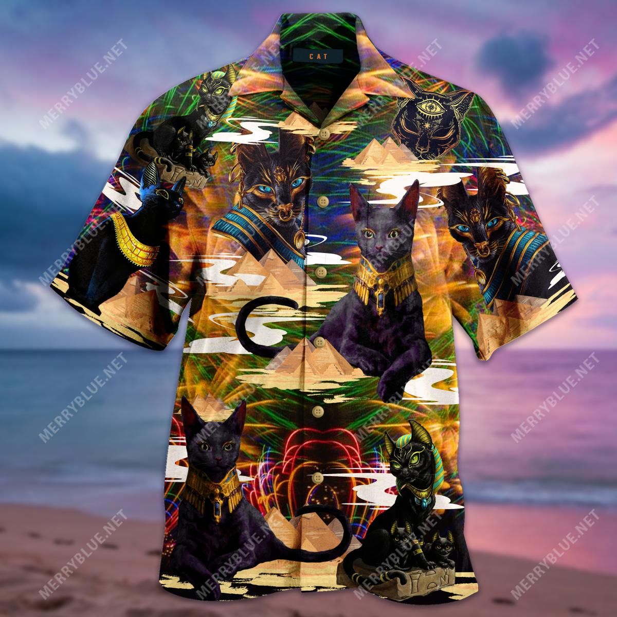 Awesome Egyptain Cat Aloha Hawaiian Shirt Colorful Short Sleeve Summer Beach Casual Shirt For Men And Women