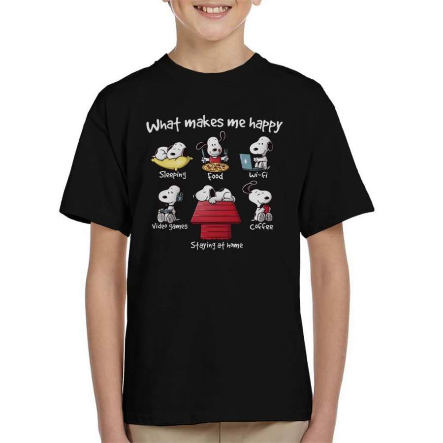 Snoopy Staying At Home Makes Me Happy Kid’s T-shirt