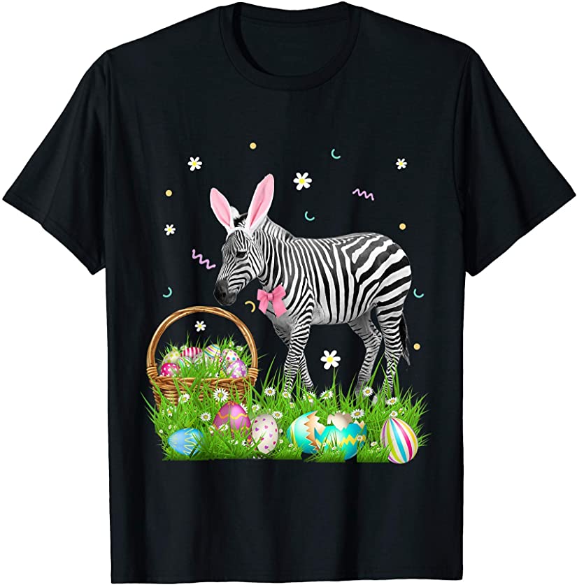 Cute Zebra Easter Day Bunny Eggs Easter Costume Womens T-Shirt