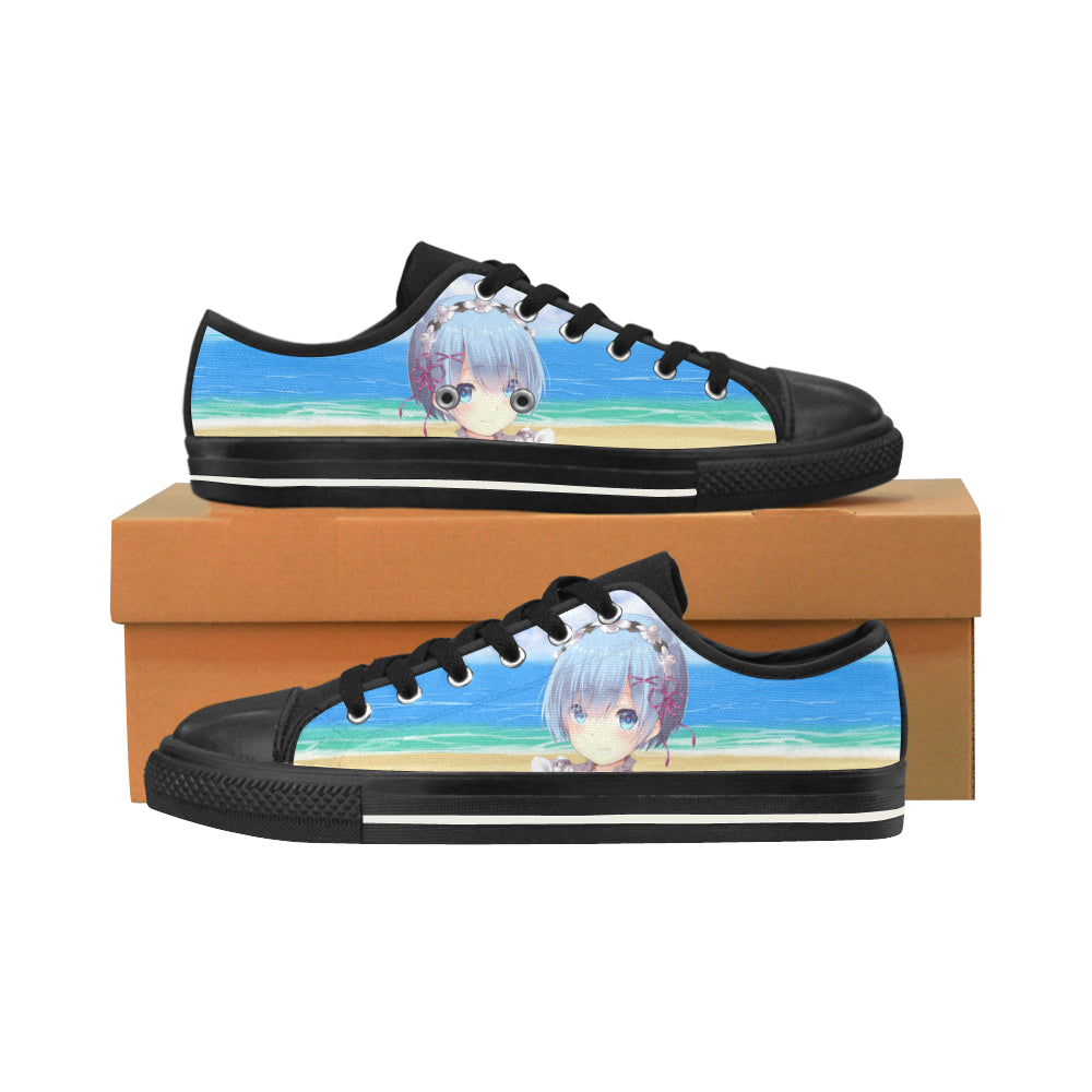 Rem Waifu Black Men’s Classic Canvas Shoes/Large Size