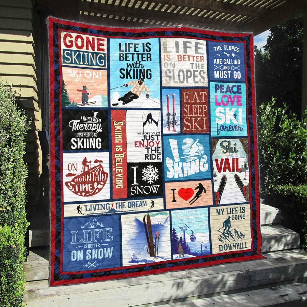 Peace Love Ski Forever Skiing Fleece Blanket – Quilt Blanket Fleece Blanket, Blanket Sofa Bed, 3D Blanket