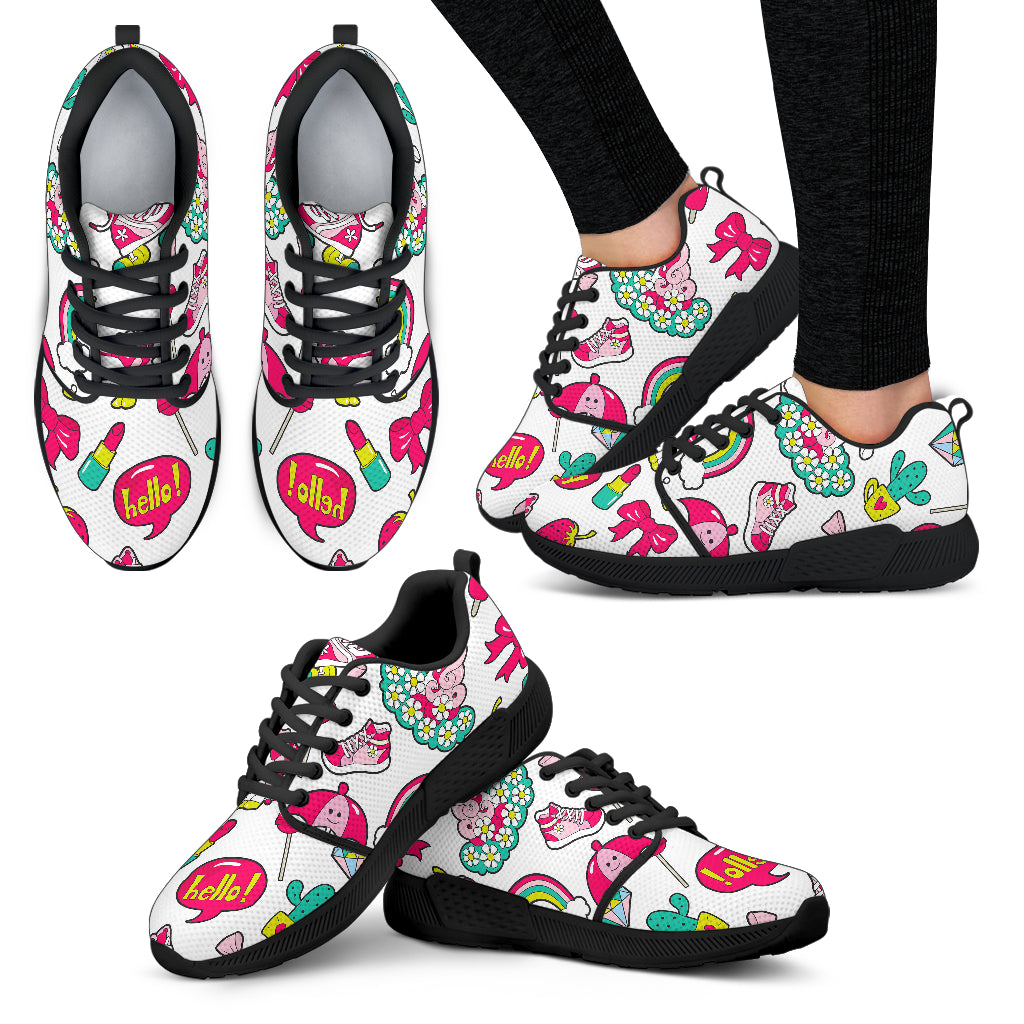 White Girly Unicorn Pattern Print Women’S Athletic Shoes