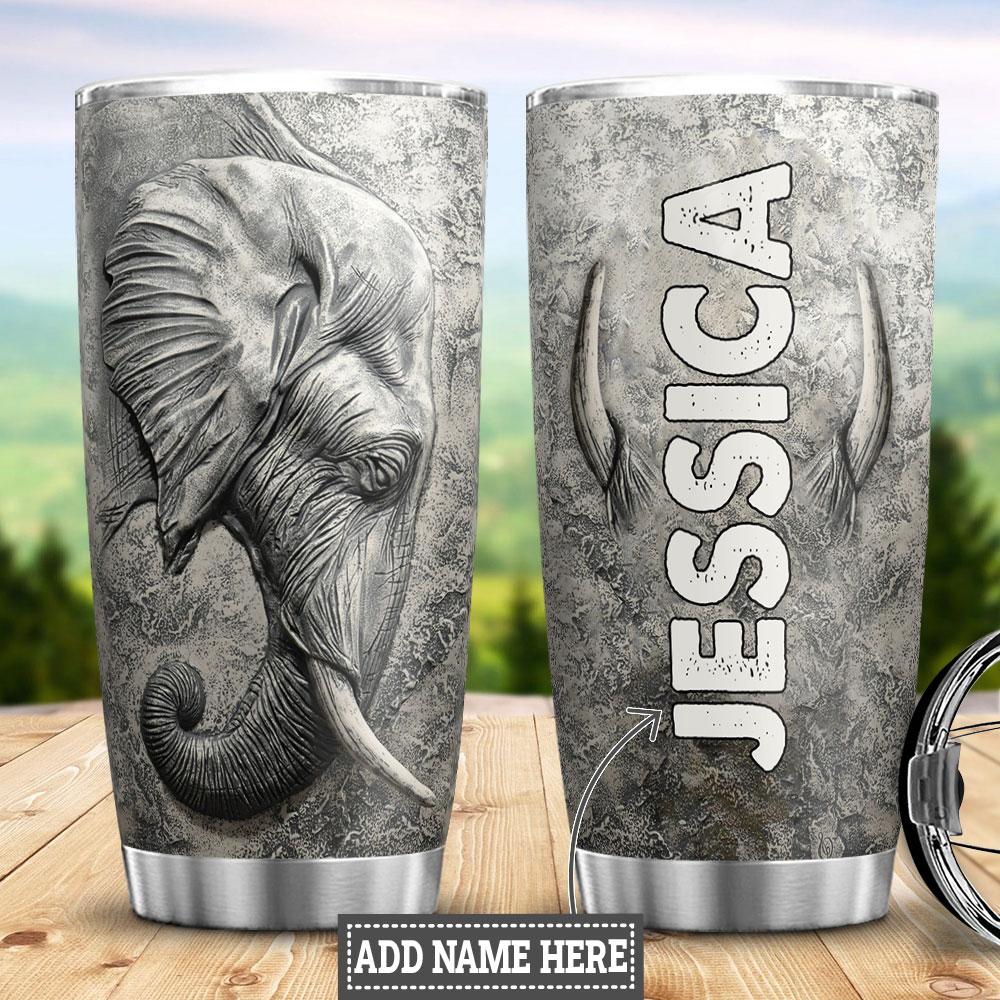 Personalized Elephant Stone Carving Style HLZZ1404011Z Stainless Steel Tumbler