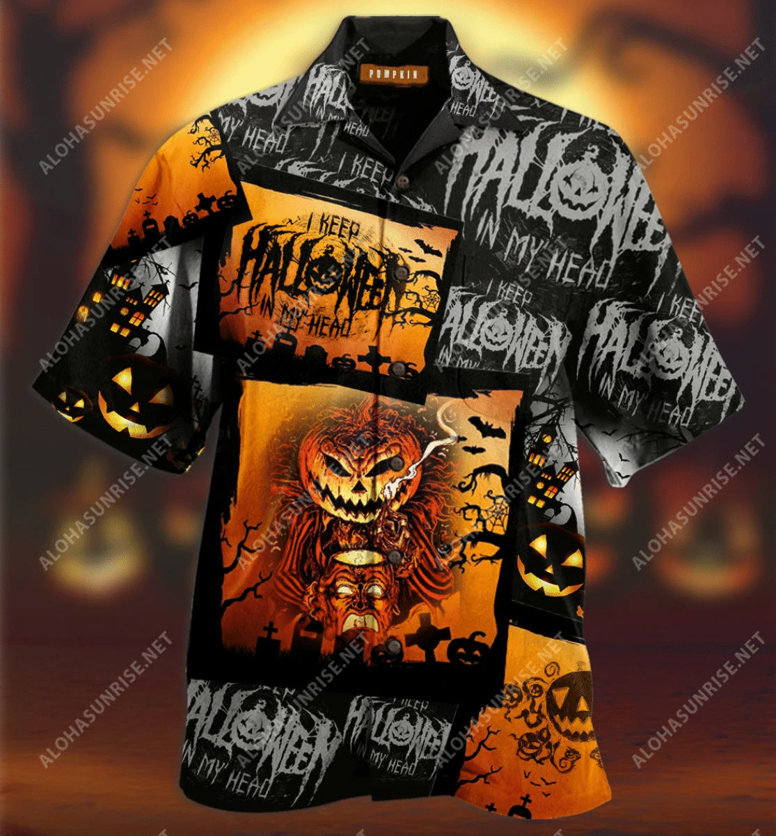 Amazing Chilling Pumpkin Halloween Unisex Hawaiian Shirt