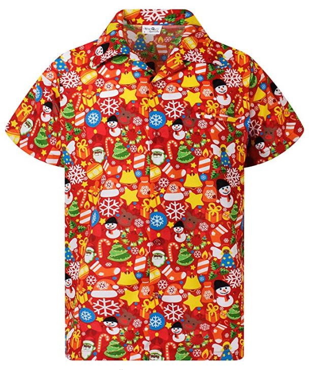 Christmas Hawaii Snowman Gingerbread Red Button Up Shirt For Men Ha93357