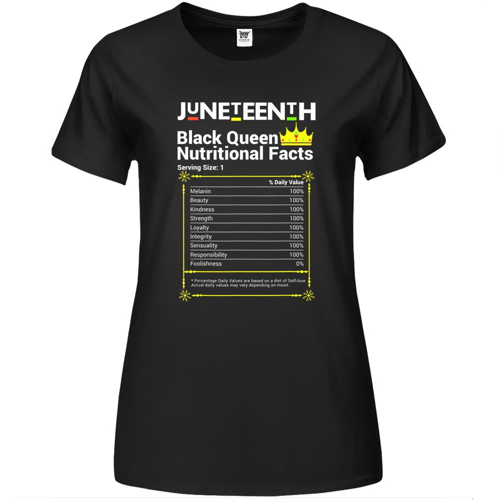 Nutritional Facts Shirt, Nutritional Facts Premium Womens T Shirts, Black Queen Nutrition Facts, Juneteenth Black Queen Nutritional Facts Melanin Women Girl Premium Womens T Shirts