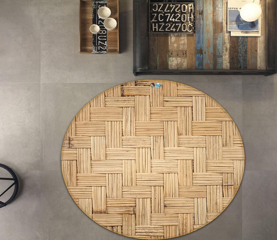 3D Bamboo Weaving 64184 Round Rug – Round Carpet Home Decor