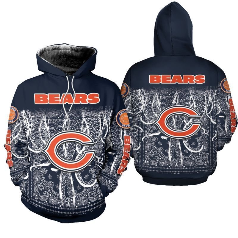 Chicago Bears  Bandana Skull Sweatshirt Zip Hoodie T Shirt Bomber Jacket Sizes S-5Xl New012319