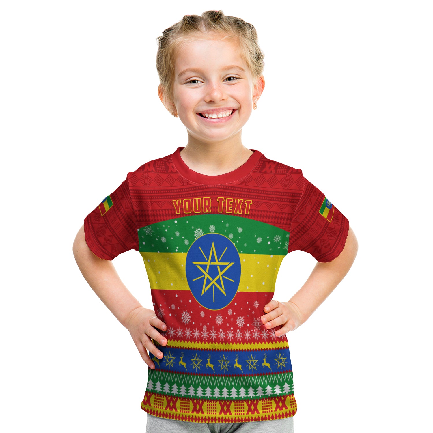 (Custom Personalised) Ethiopia T Shirt Kid Merry Christmas Mix African Pattern Lt13