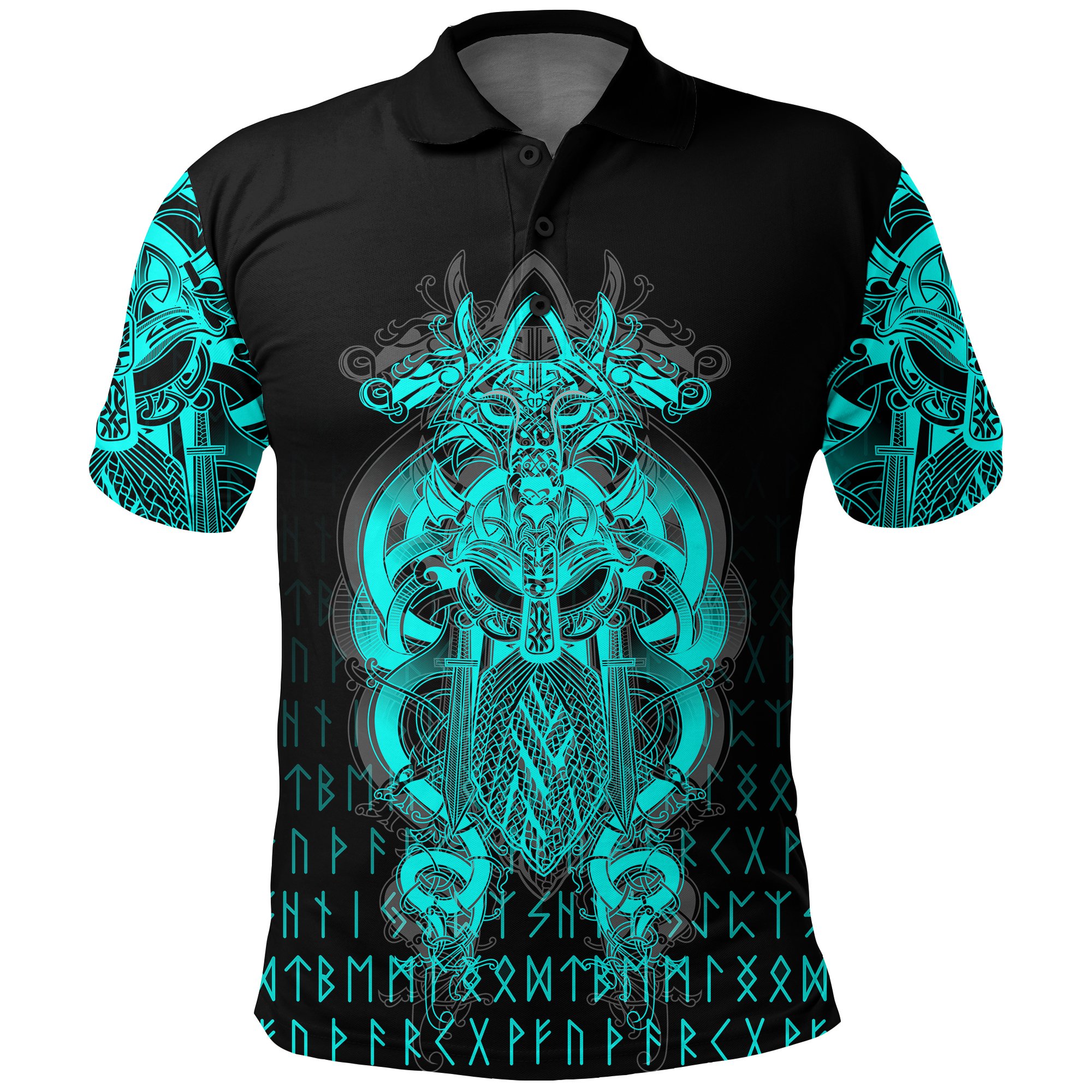 (Custom ) Viking Style Tyr Tattoo Cyan  Polo Shirt A27 