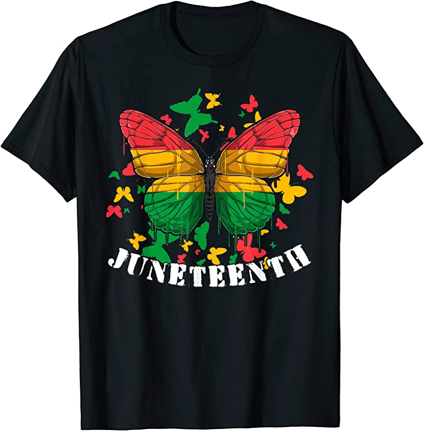 African American Freedom Black Pride Juneteenth Butterfly T-Shirt