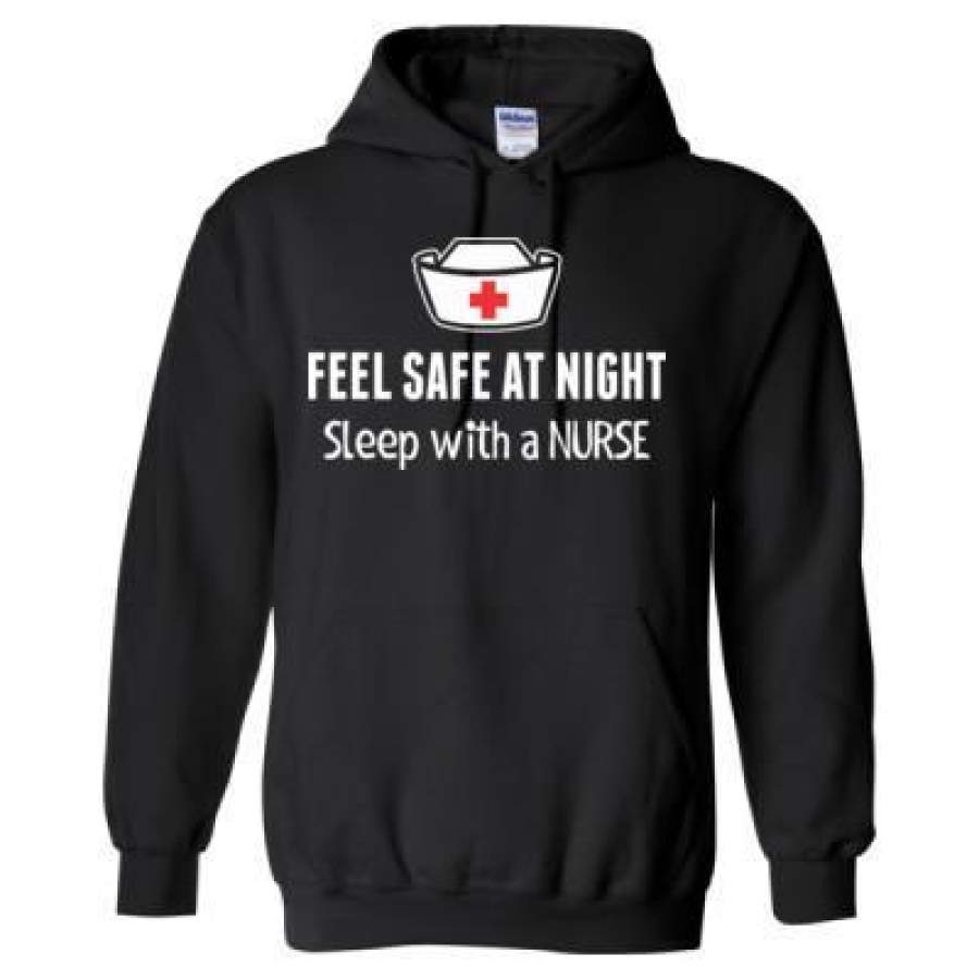 AGR Feel Safe At Night Sleep With A Nurse – Heavy Blend™ Hooded Sweatshirt