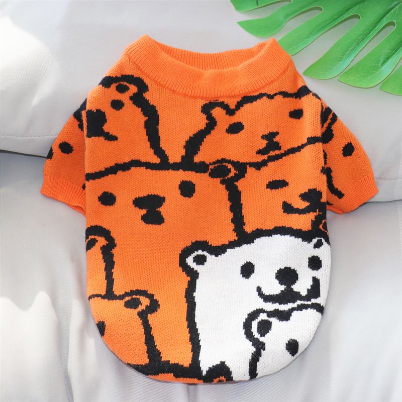 Bear Knitted Sweater Dog Pet Clothing Print Cotton Dogs Clothes Cat Small Print Cute Autumn Winter Blue Fashion Boy Yorkshire alx