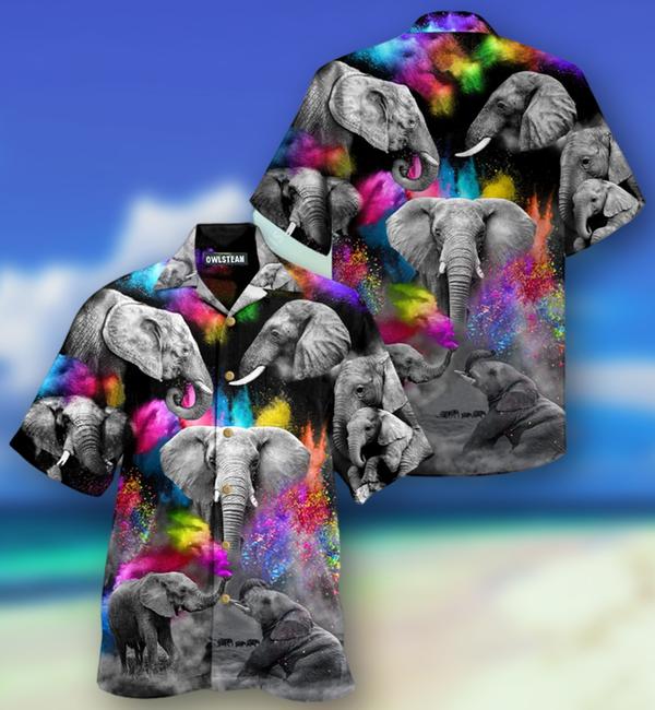 Elephants Colorful And Black Edition – Hawaiian Shirt – Hawaiian Shirt For Men, Hawaiian Shirt For Women, Aloha Shirt