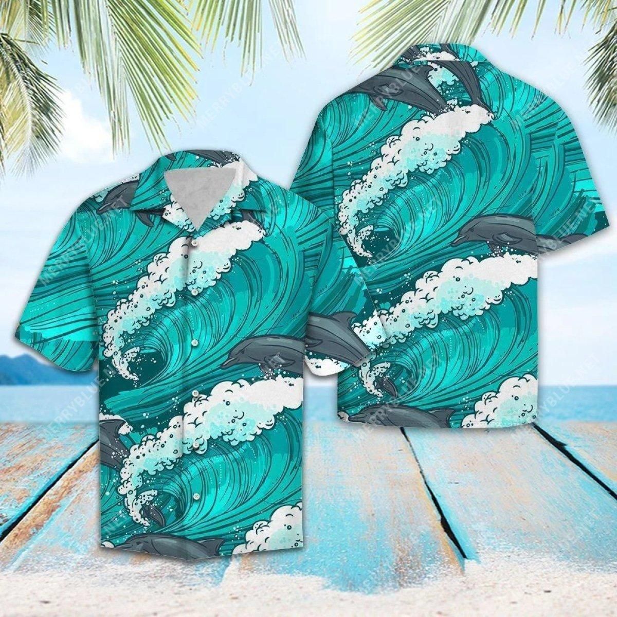 Awesome Dolphinl Aloha Hawaiian Shirt Colorful Short Sleeve Summer Beach Casual Shirt For Men And Women