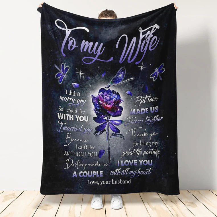 Gift For Wife Blanket, To My Wife Love Made Us Forever Together Fleece Blanket, Gift From Husband To Wife