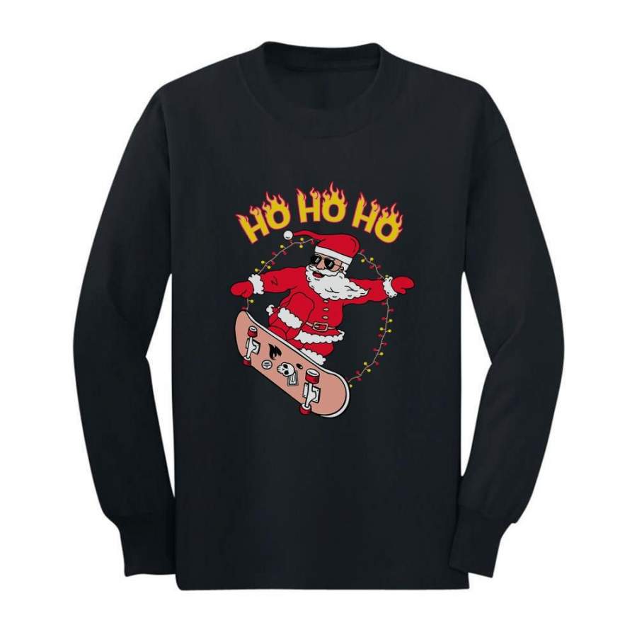 Skater Santa Ho Ho Ho Ugly Christmas Toddler/Kids Long sleeve T-Shirt