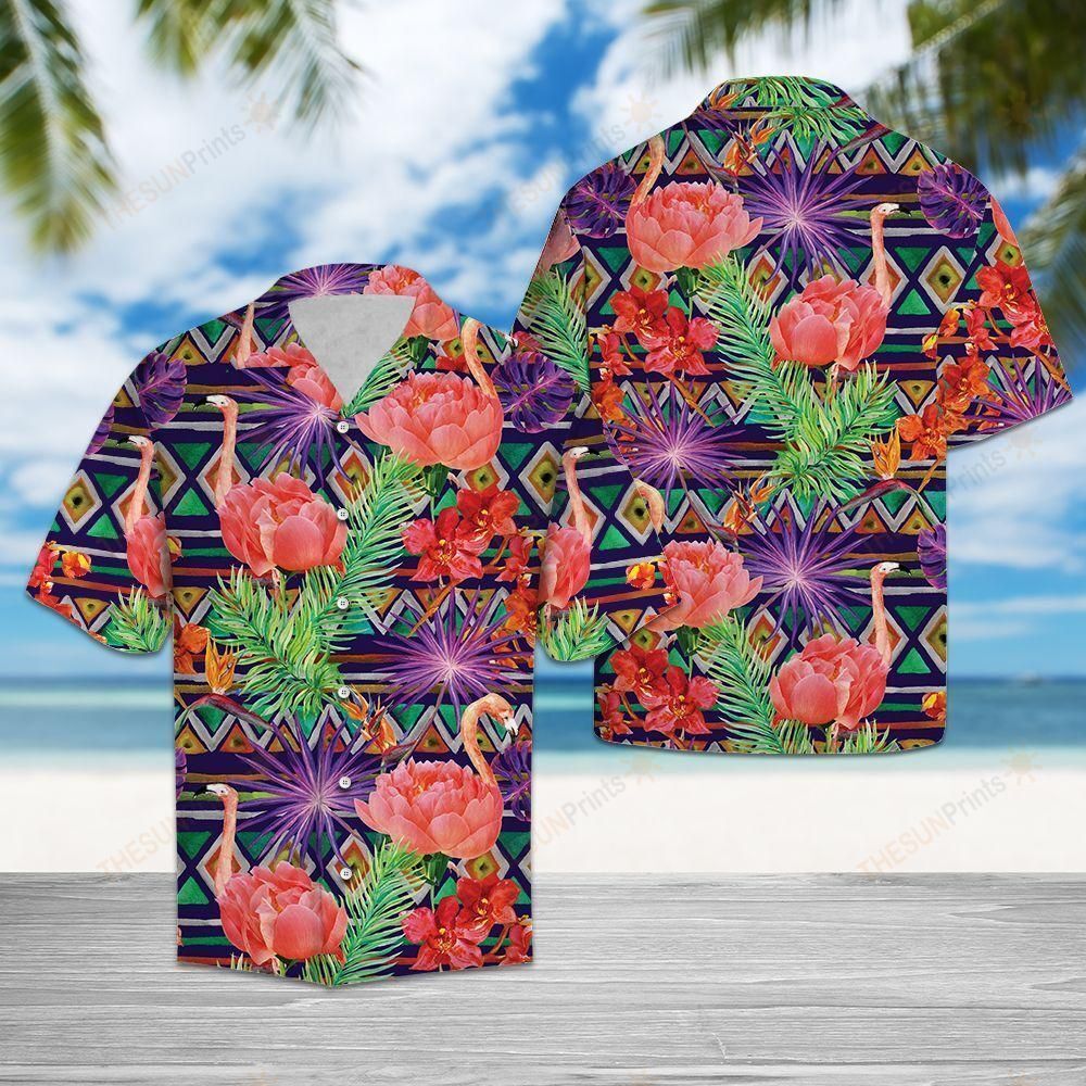 Tropical Leaves Flamingo Hawaiian Shirt Ha84182