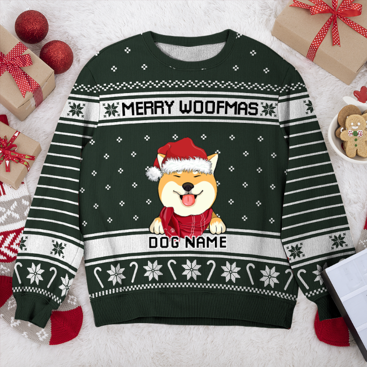 Shiba Inu Merry Woofmas Personalized Sweater, Dog Ugly Christmas Sweater