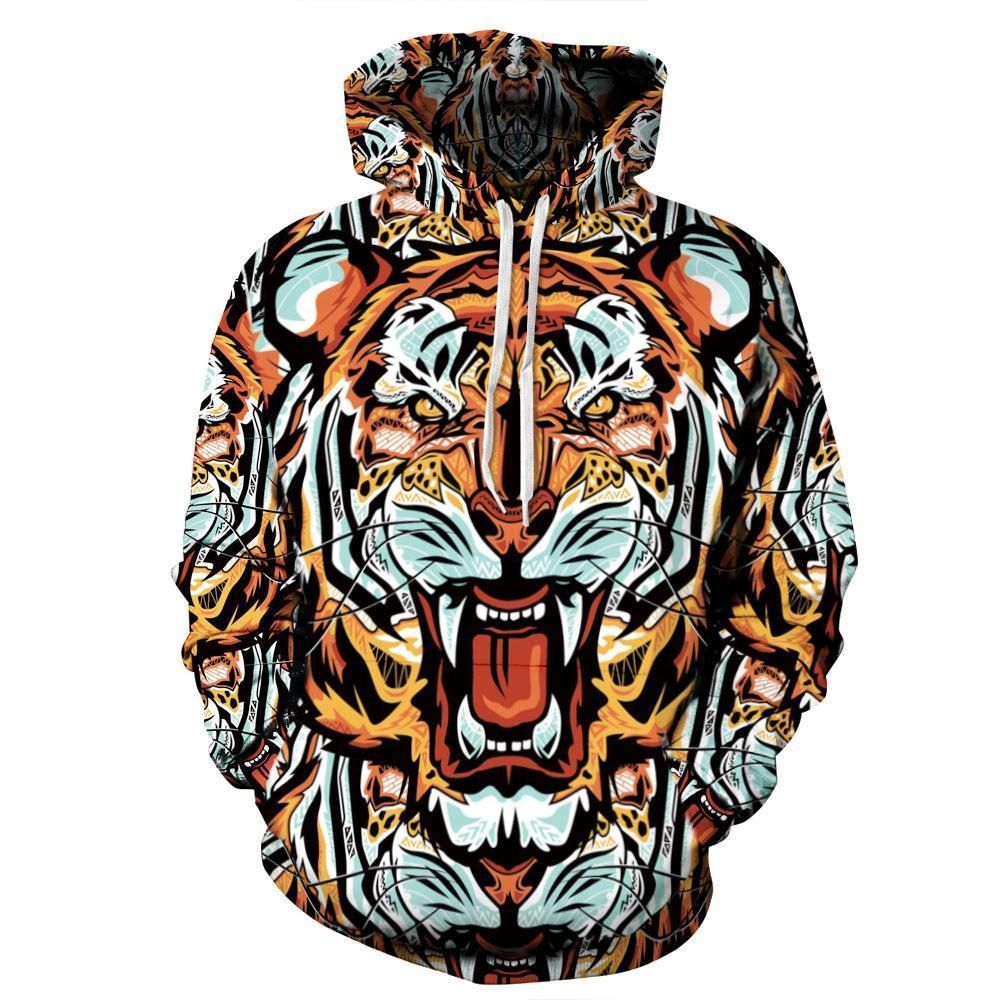 Retro Tiger Animals Hoodie 3D