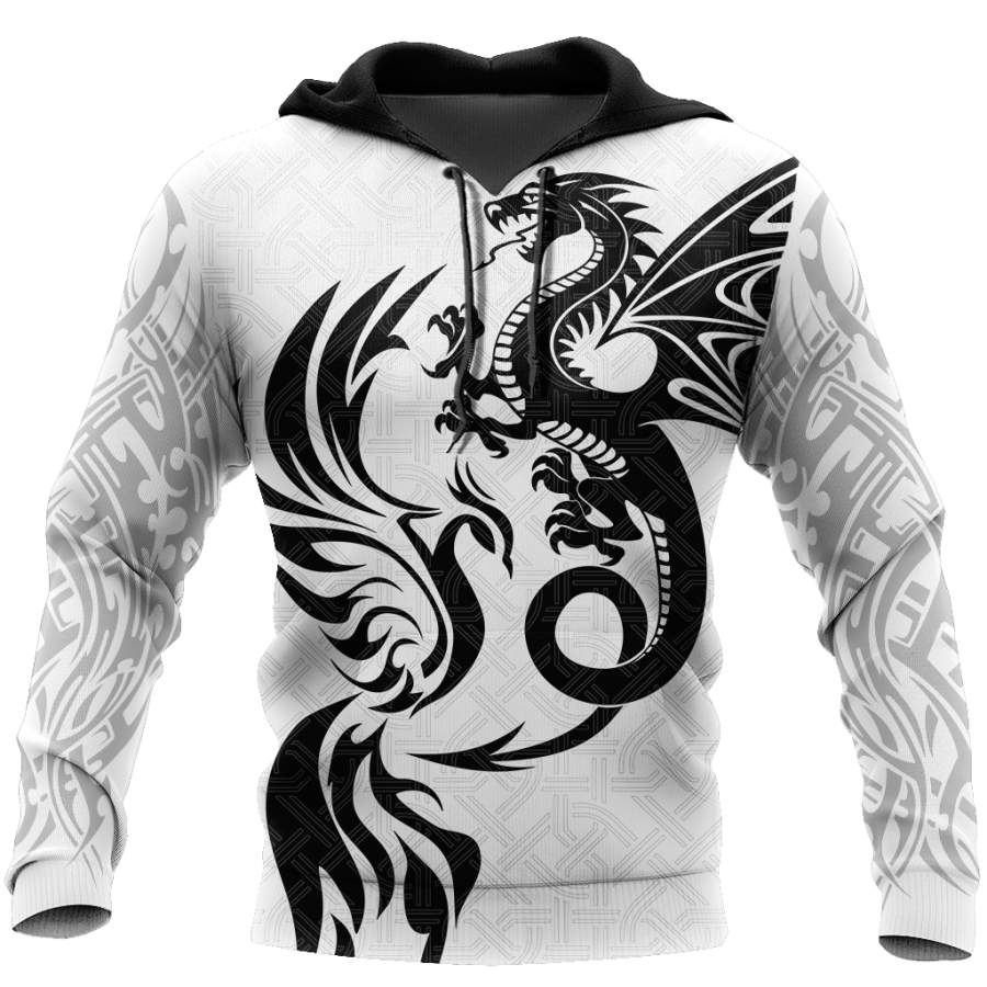 White dragon and phoenix 3D hoodie shirt for men and women DDST10122002S