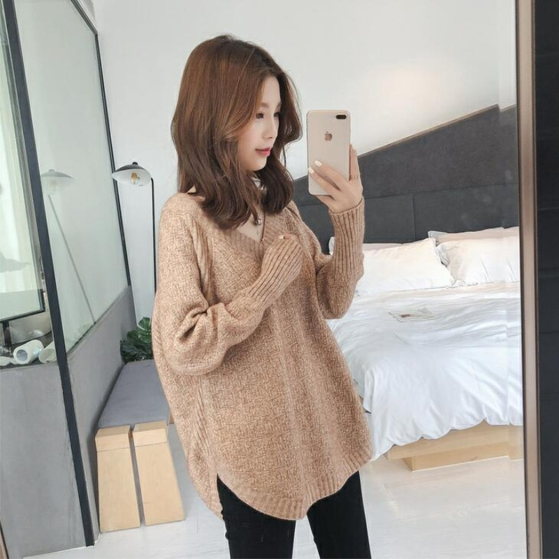 Yitimoky Oversize Winter Sweater Clothes Women Soft Autumn 2021 Pullover Harajuku Tops Korean Fashion Cashmere V Neck Loose New alx