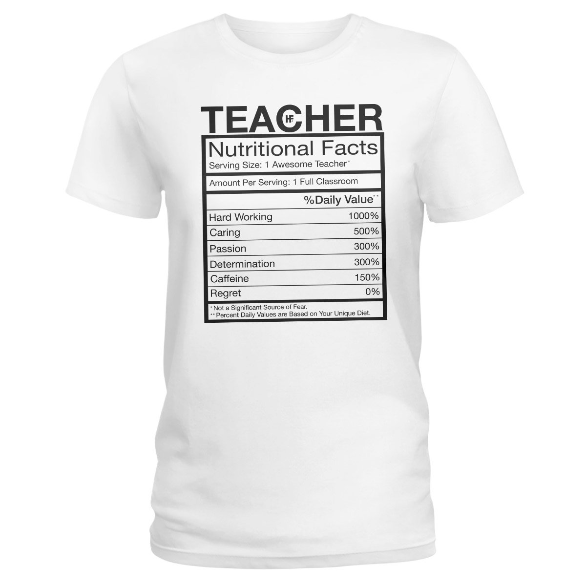 Teacher Nutritional Facts Funny Teacher Shirt, Best Teacher Appreciation Shirt For Men And Women Ladies T-Shirt