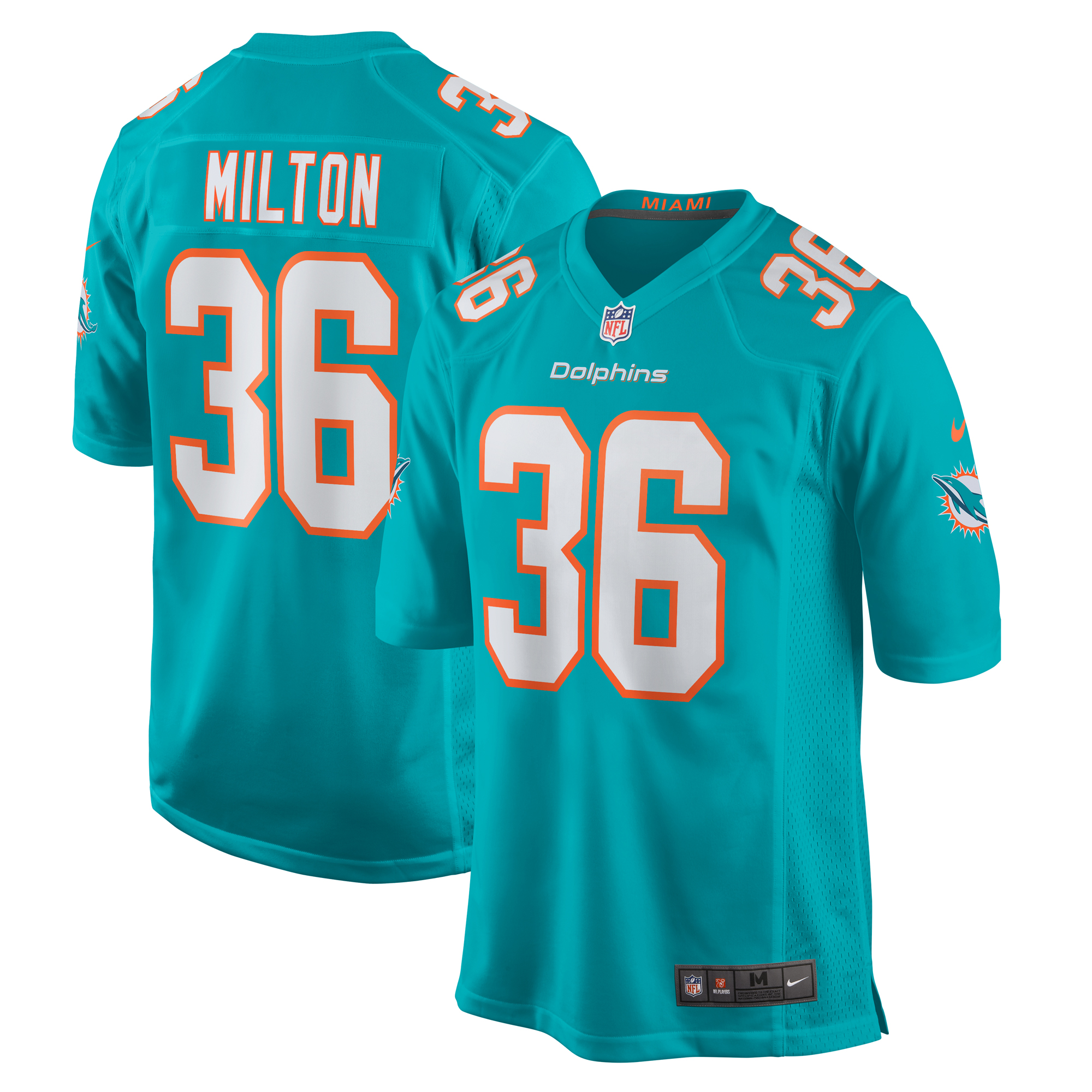 Mark Milton Miami Dolphins Game Jersey – Aqua