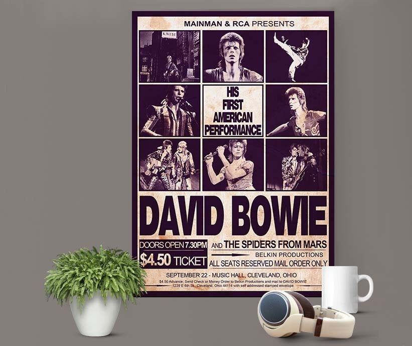 David Bowie 1972 His First Usa Concert Prints Or Available In Thre poster canvas poster canvas - By Prowallart