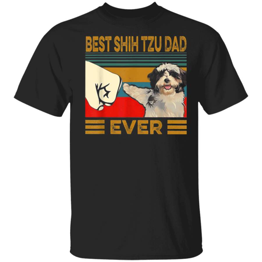 Best Shih Tzu Dad Ever Retro Vintage G500 Gildan 5.3 oz. T-Shirt