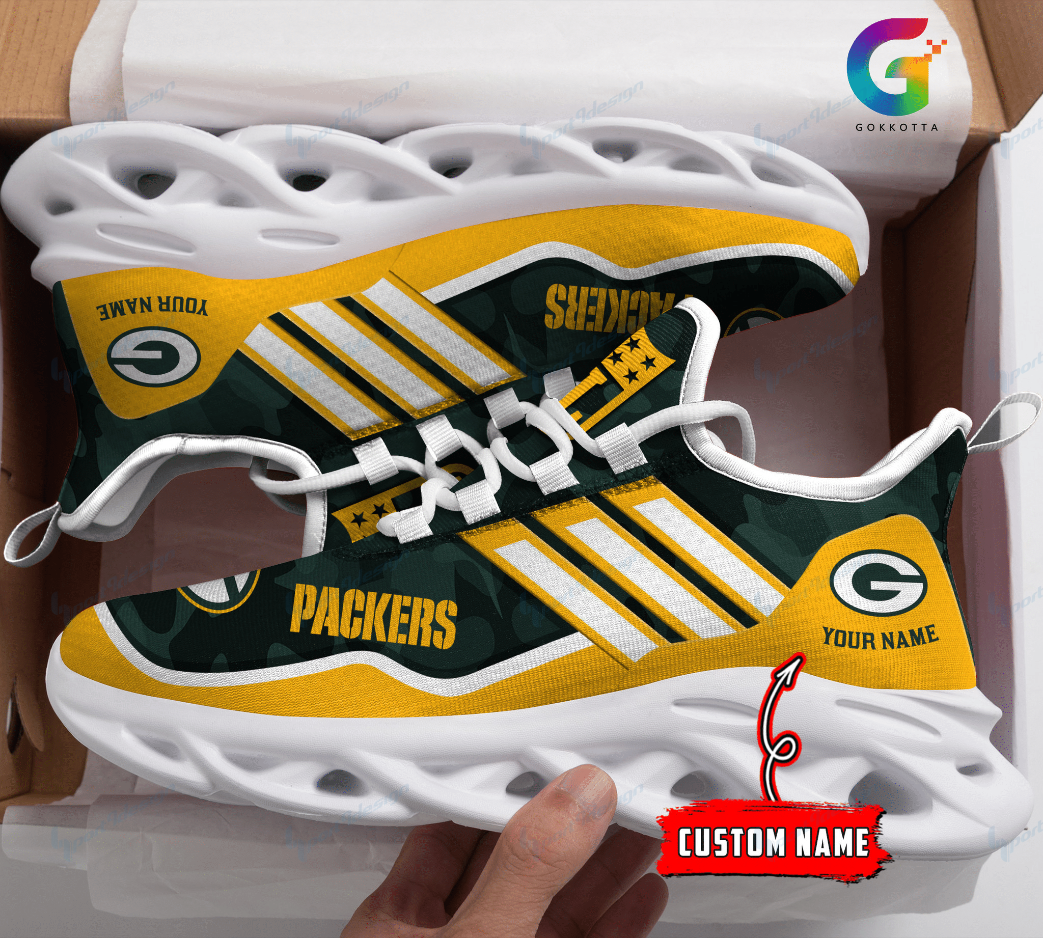 Green Bay Packers Personalized Yezy Running Sneakers Bg321