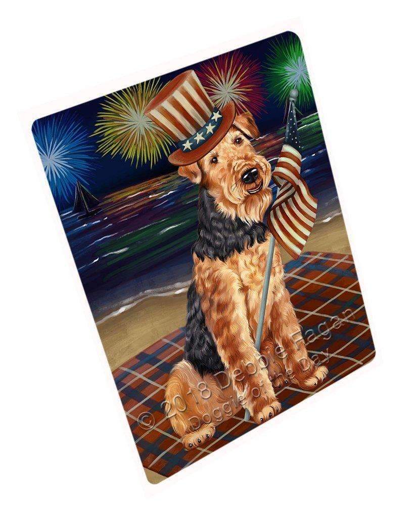 4Th Of July Firework Airedale Terrier Dog Blanket Blnkt49395