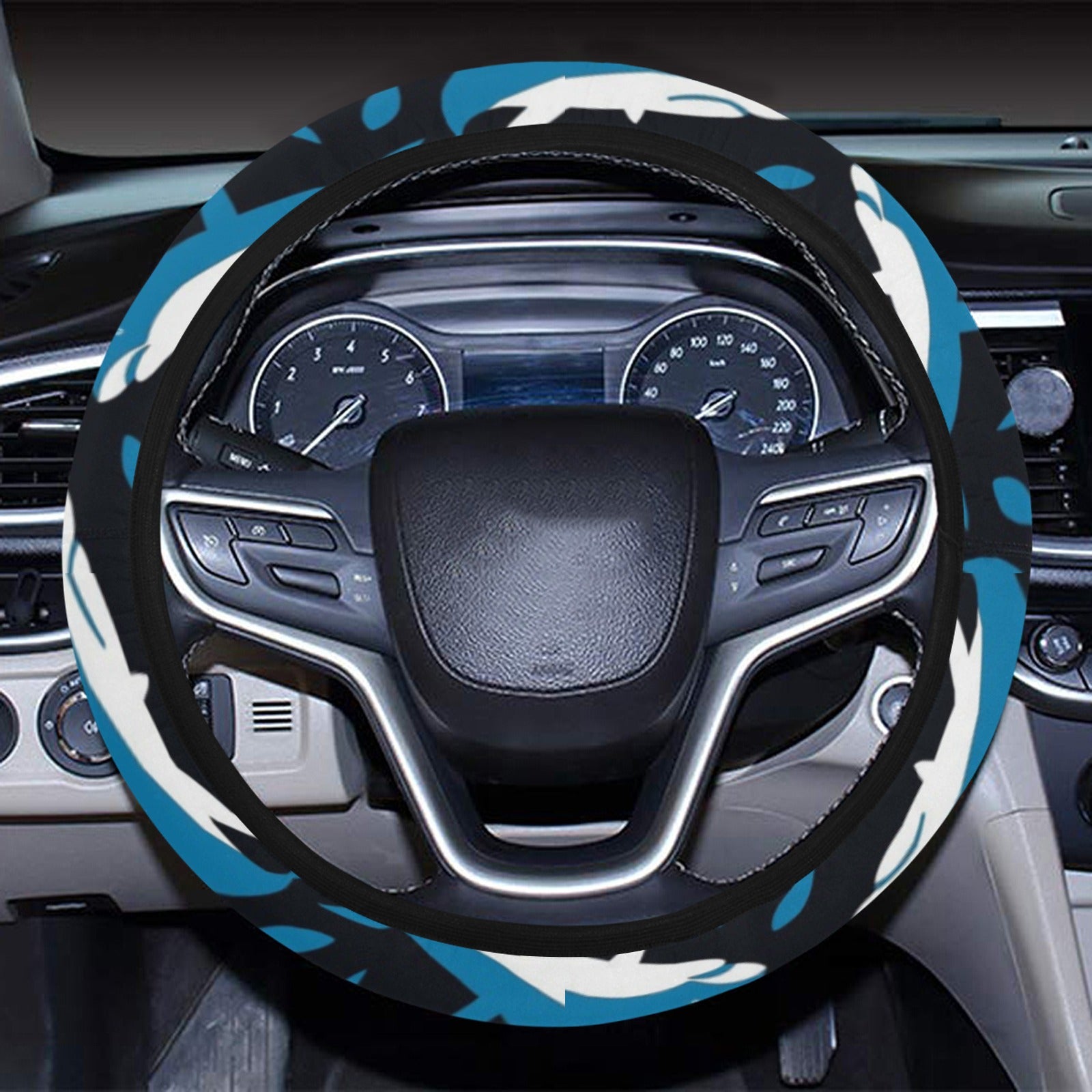 Shark Print Design Lks303 Steering Wheel Cover With Elastic Edge