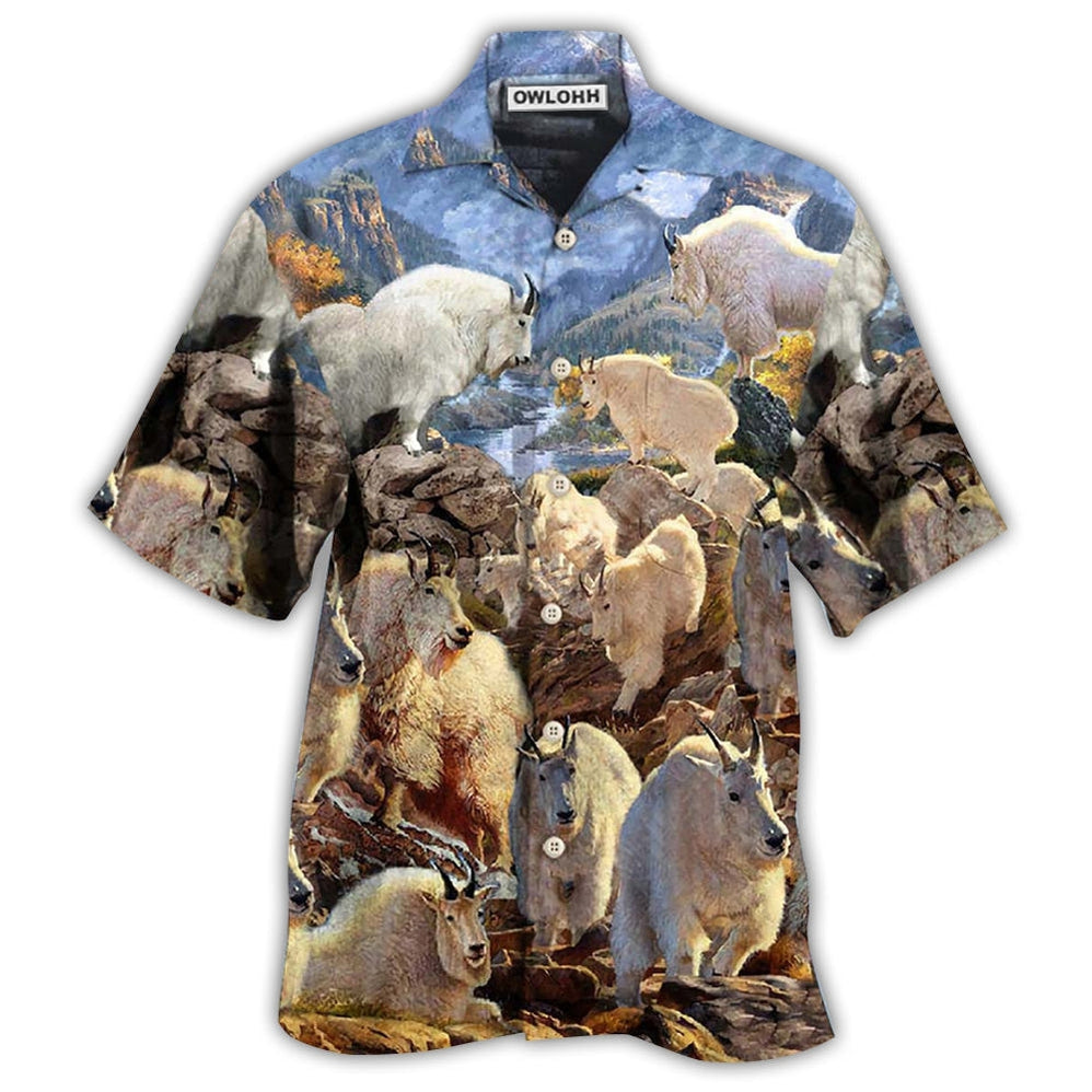 Goat Animals Amazing Moutain Goats With Snow Hawaii Shirt Ha43286