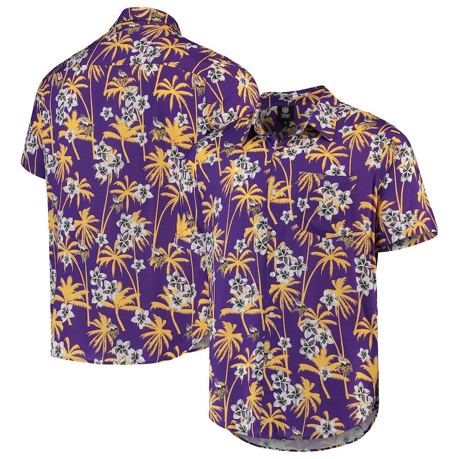 Minnesota Vikings Purple Floral Woven Hawaii Shirt Ha39585