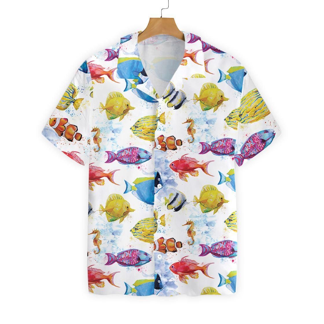 Fish Water Color Pattern 2610 Hawaii Shirt Ha59451