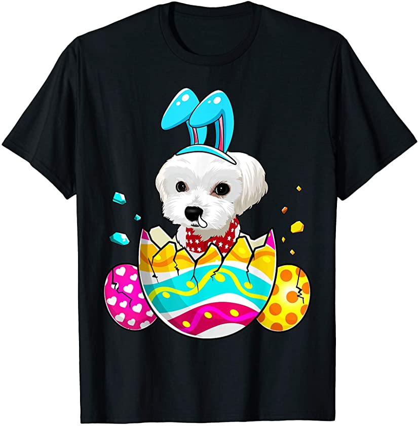 Maltese Bunny Ears Eggs Easter Day Gift Mens Womens Kids T-Shirt