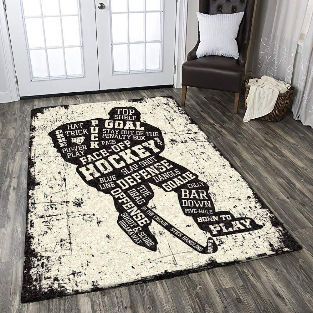 Face-Off Hockey Slap Shot Rug Carpet – Sport Gift Floor Decorate