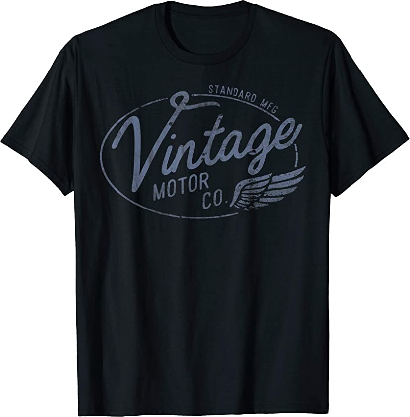 Vintage Motor Co Wing Logo Retro Faded Graphic T-Shirt